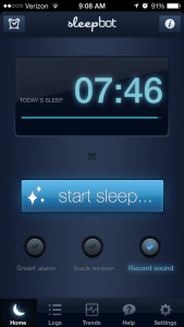 SleepBot Home Screen