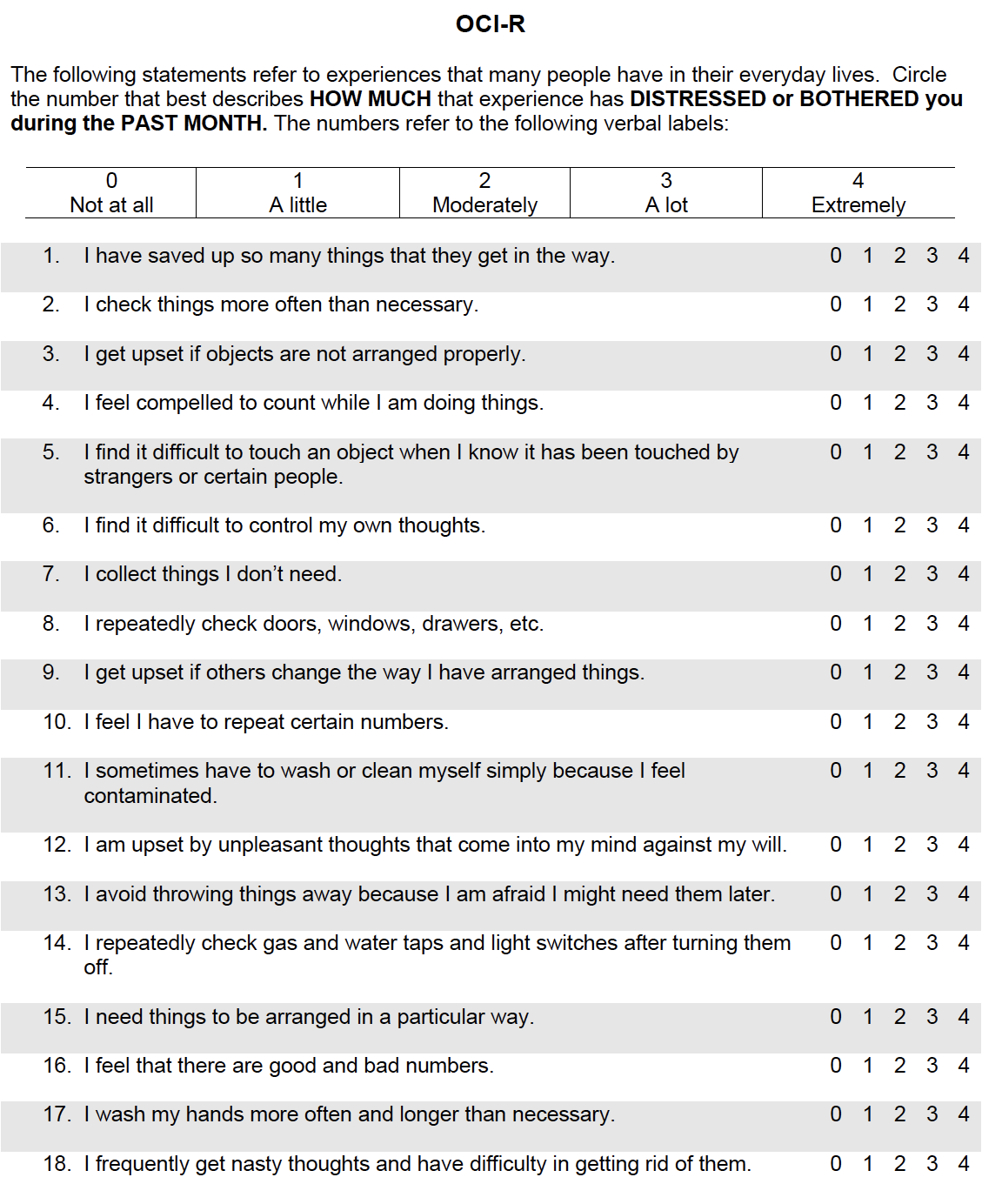 Obsessive-Compulsive Inventory-Revised (OCI-R) - Simple And Practical ...