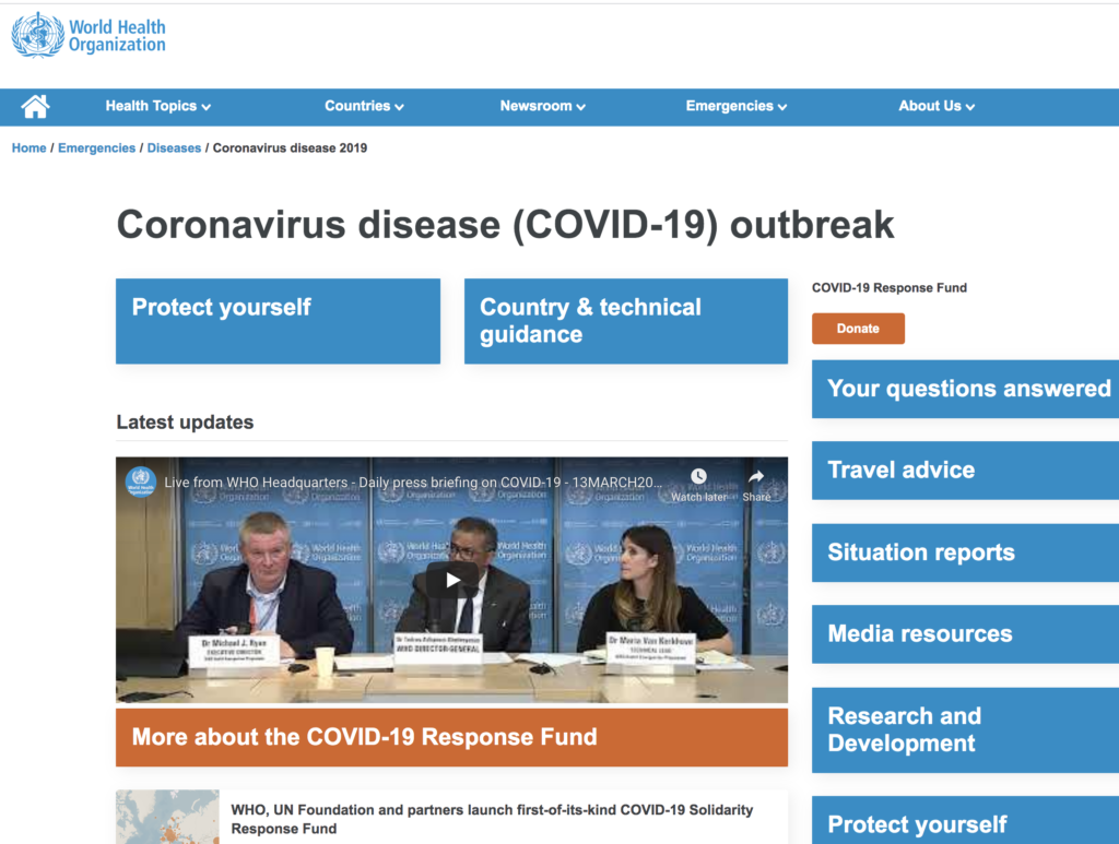 WHO Coronavirus (COVID-19) outbreak