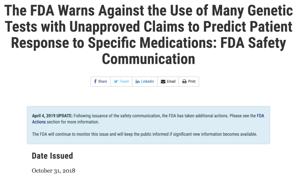 FDA warning genetic tests