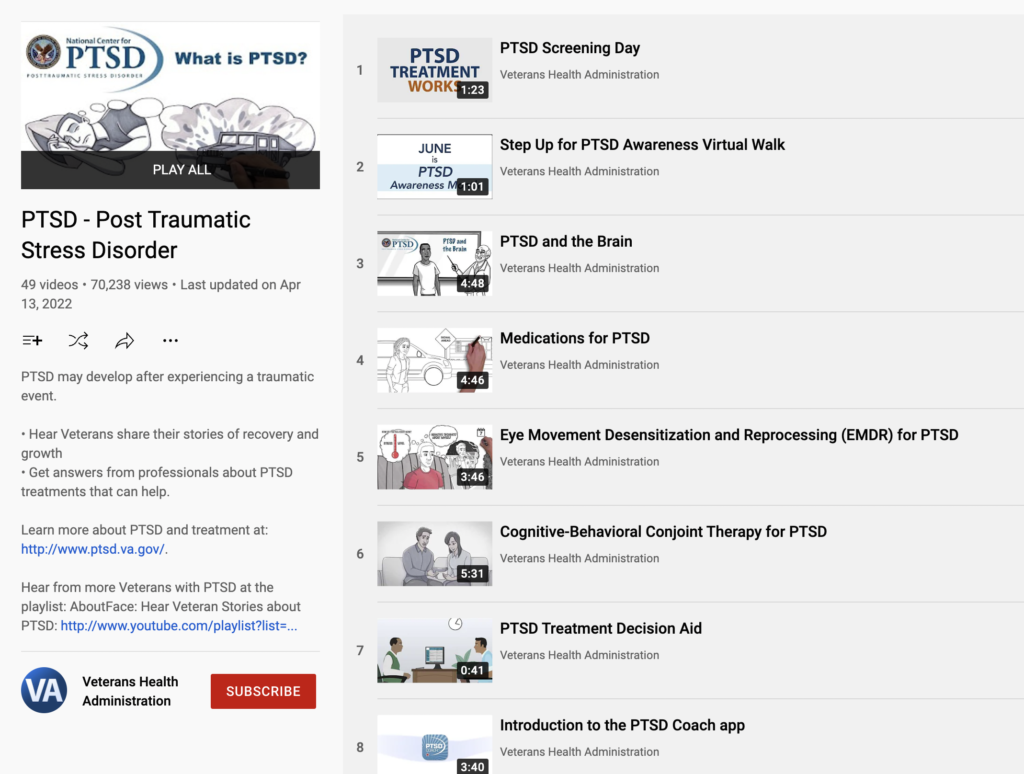 PTSD YouTube playlist