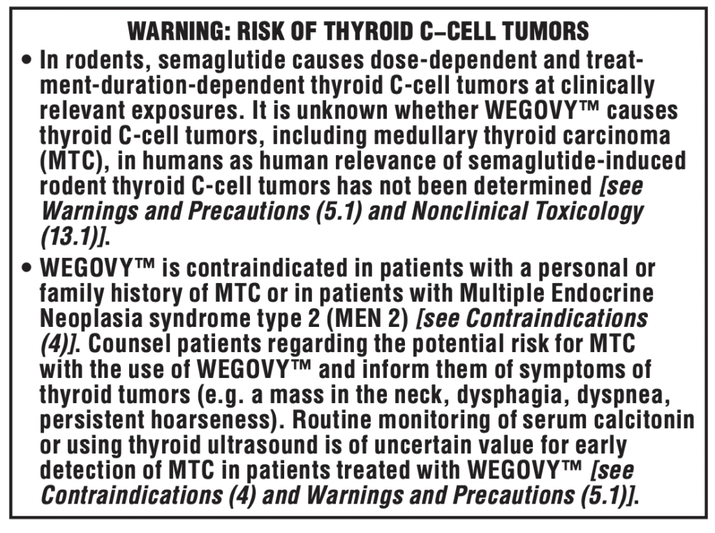 Semaglutide injection (Wegovy™)-Boxed warning