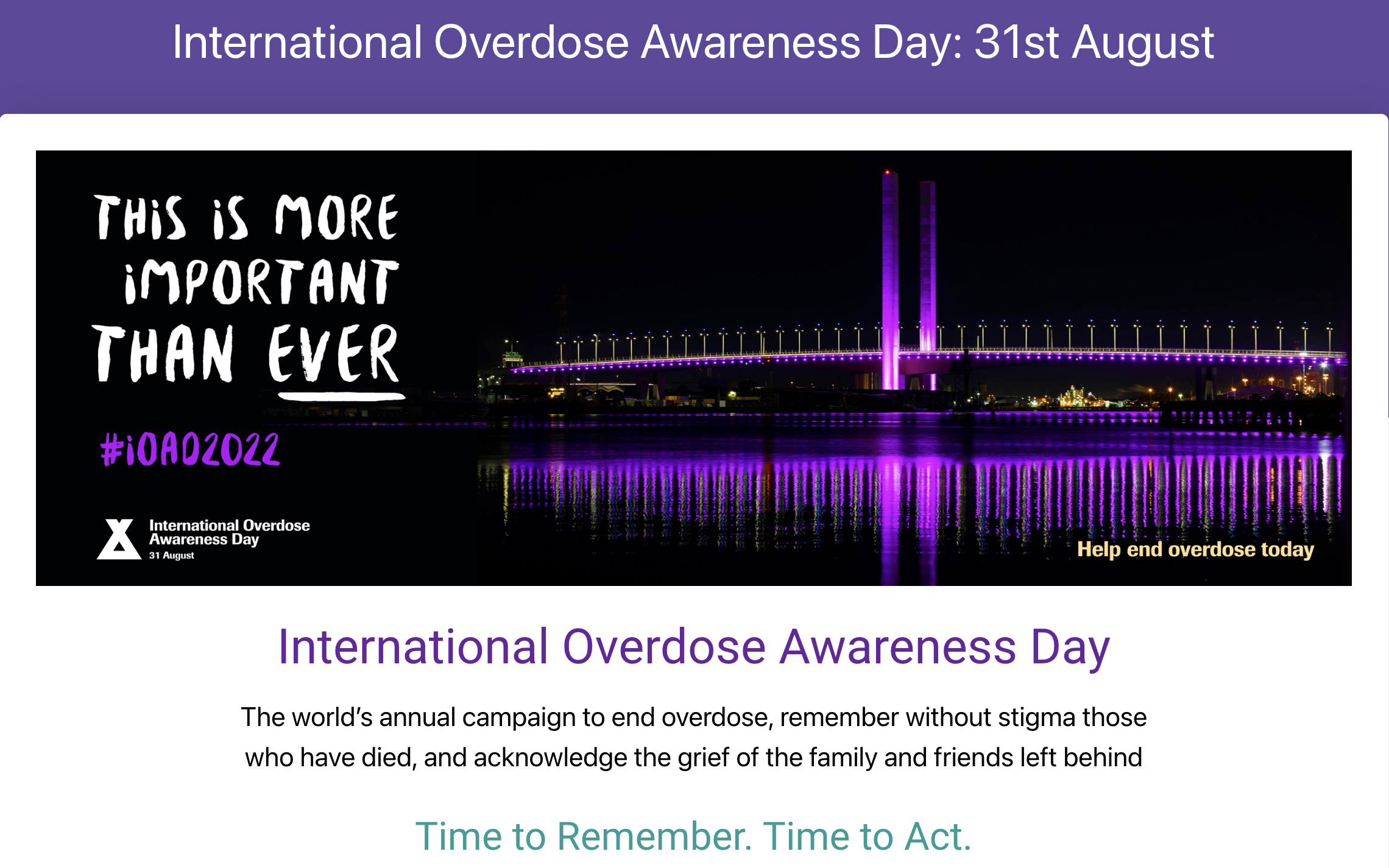 International Overdose Awareness Day (IOAD) - Simple And Practical ...