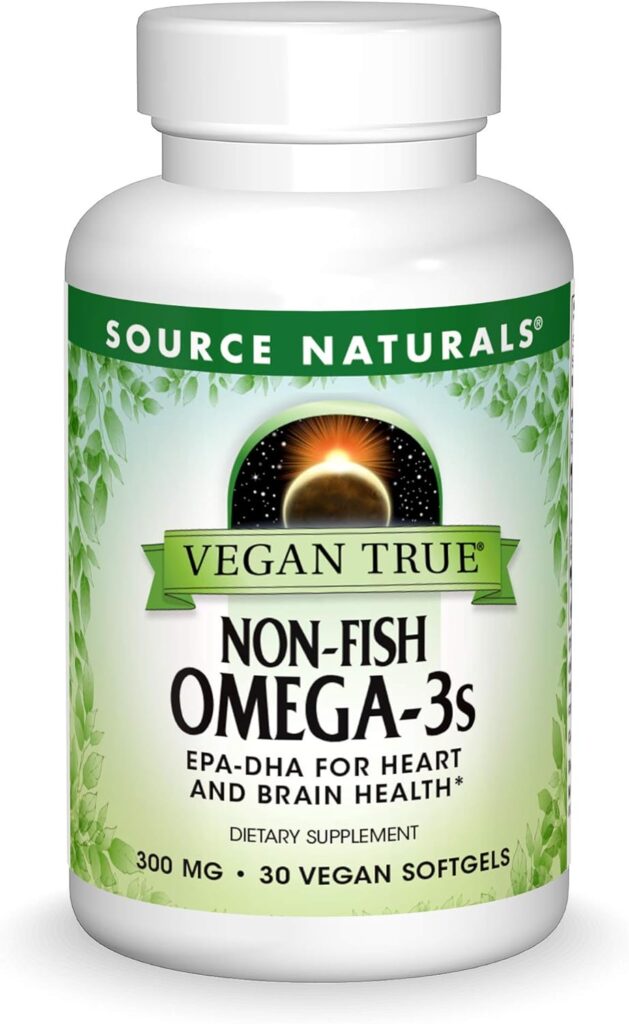 Source Naturals Vegan True, Non-Fish Omega-3s, EPA-DHA Supports Heart and Brain Health*, 300 mg - 30 Vegan vegetarian Softgels